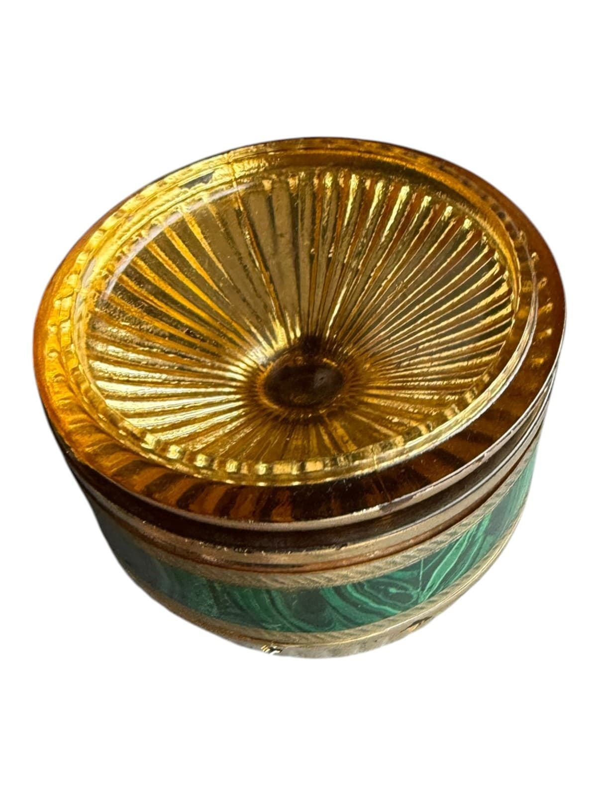 Vintage Rare Avon Regence Candle Container Gold Green with Lid - Thumbnail 6