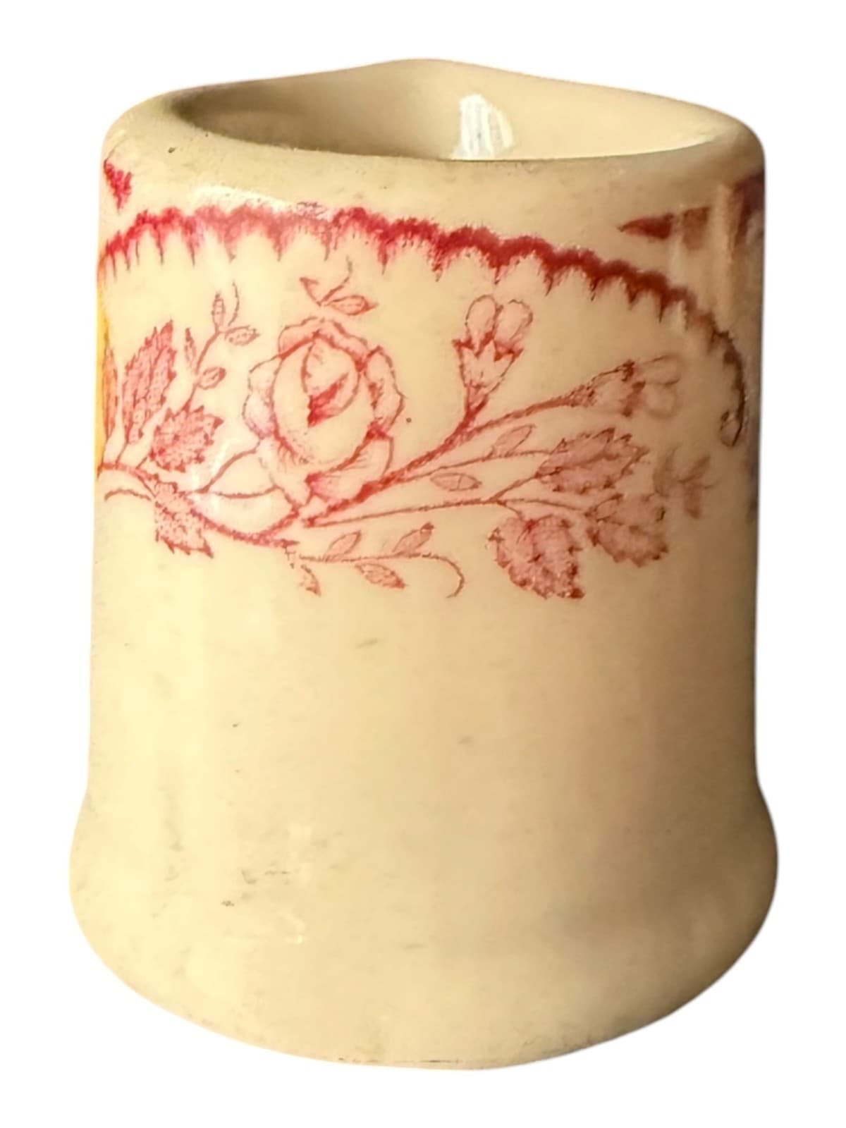 Vintage Red Beige Creamer Pitcher Floral Art Deco Style No Handle - Thumbnail 3