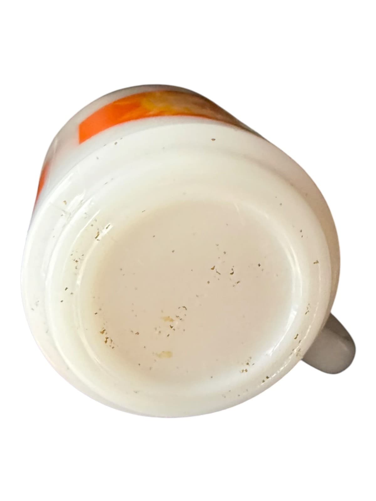 Vintage Glasbake Orange Hexagon Floral Milk Glass Mug White - Thumbnail 5