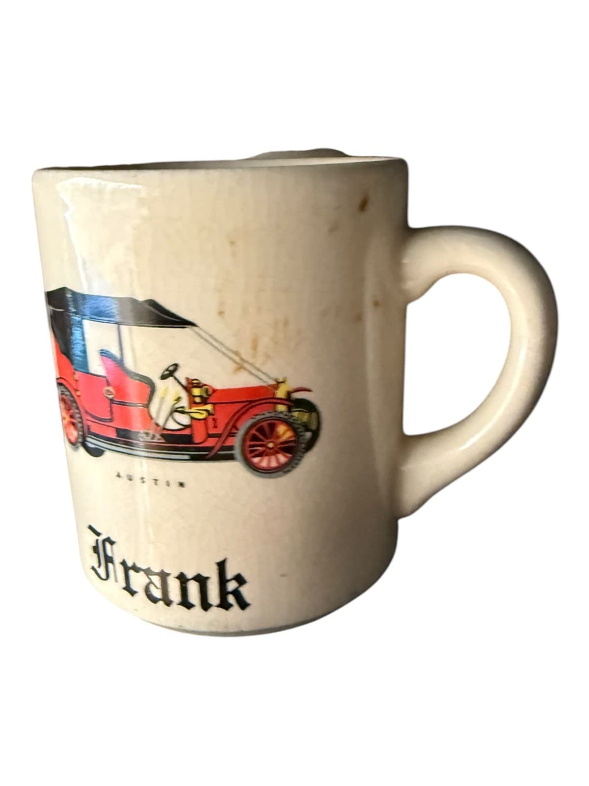 Vintage Austin Personalized Frank Name Motor Car Ceramic Coffee Mug White - Thumbnail 2