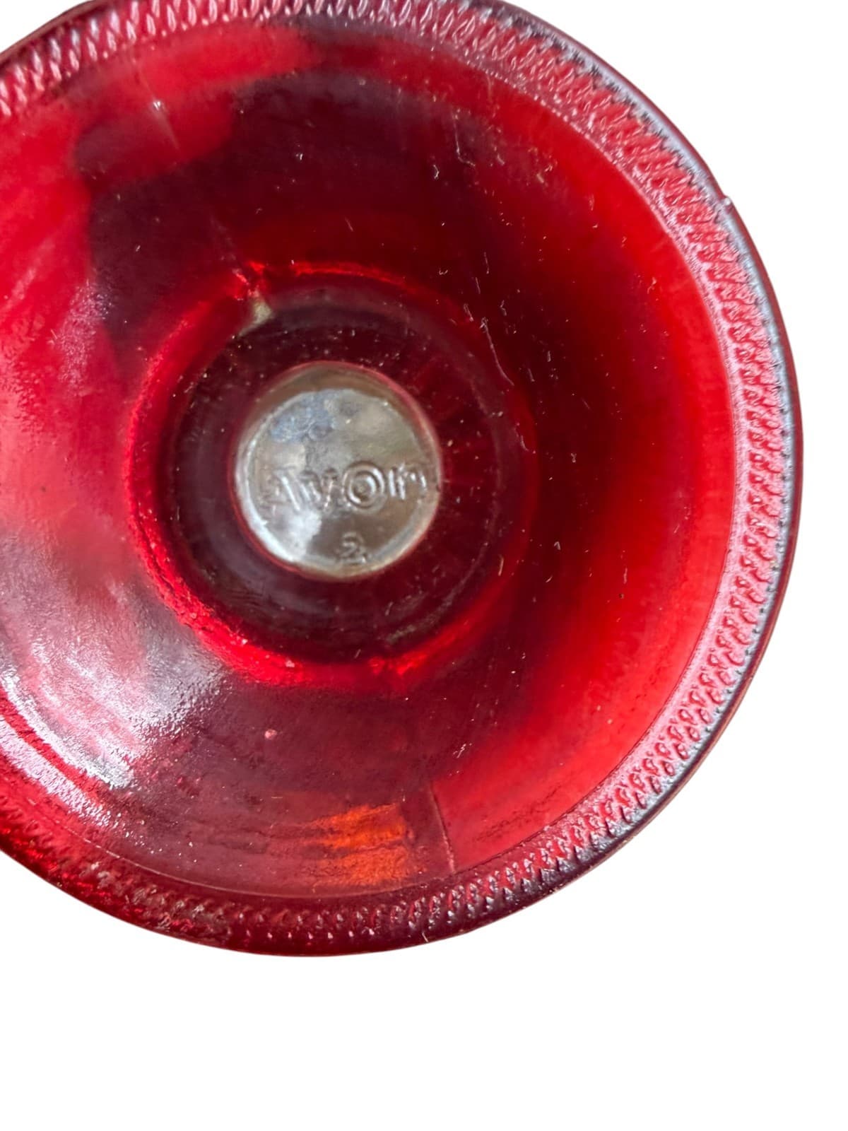 Vintage Avon Red Flash Glass Compote Floral Egg Candy Dish - Thumbnail 7