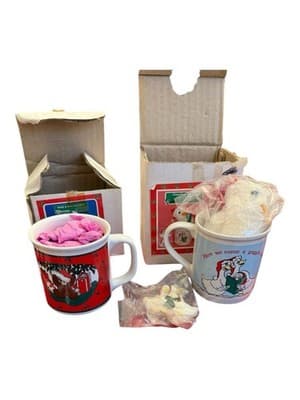 Vintage Christmas Peek A Boo Mug & Gaggle Goose Mug Bundle w/ Boxes - Image 1