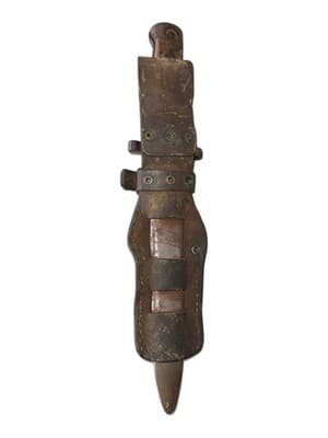 Italian M1938 Bayonet w/ Original Leather Scabbard 7” Blade Fixed WWII Era - Thumbnail 4