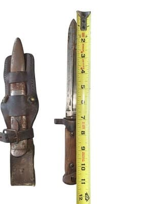 Italian M1938 Bayonet w/ Original Leather Scabbard 7” Blade Fixed WWII Era - Thumbnail 16