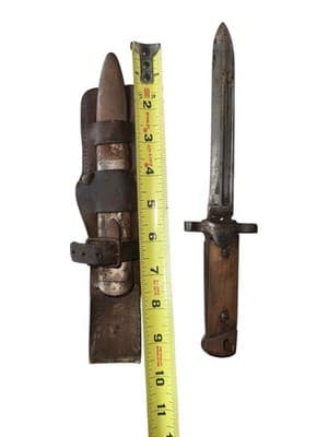 Italian M1938 Bayonet w/ Original Leather Scabbard 7” Blade Fixed WWII Era - Thumbnail 17