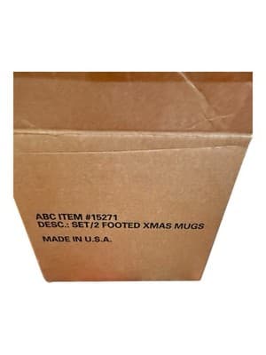 Vintage Christmas Tree Footed Glass Mugs Set of 2 Made in USA w/ Box - Thumbnail 5