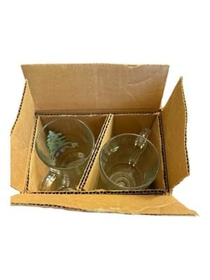 Vintage Christmas Tree Footed Glass Mugs Set of 2 Made in USA w/ Box - Thumbnail 4