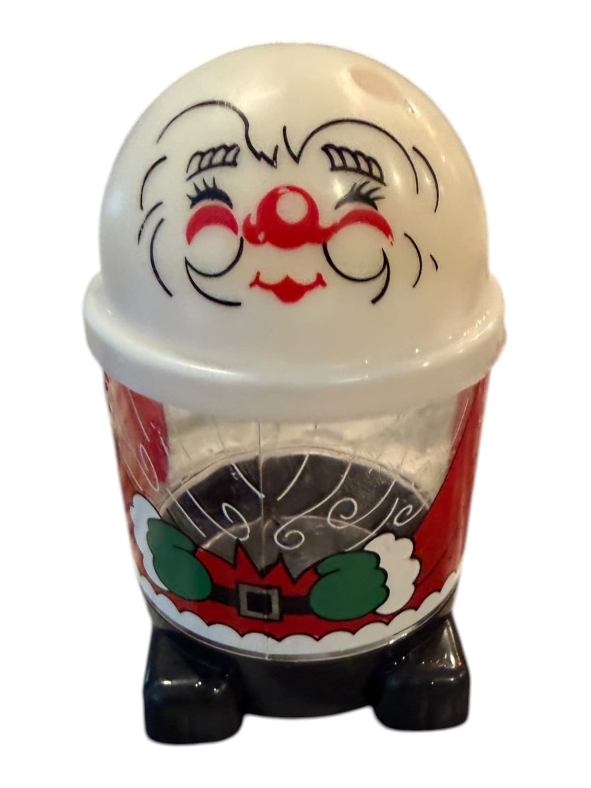 Vintage Santa Claus Candy Container Plastic Christmas Coffe Cup - Image 1