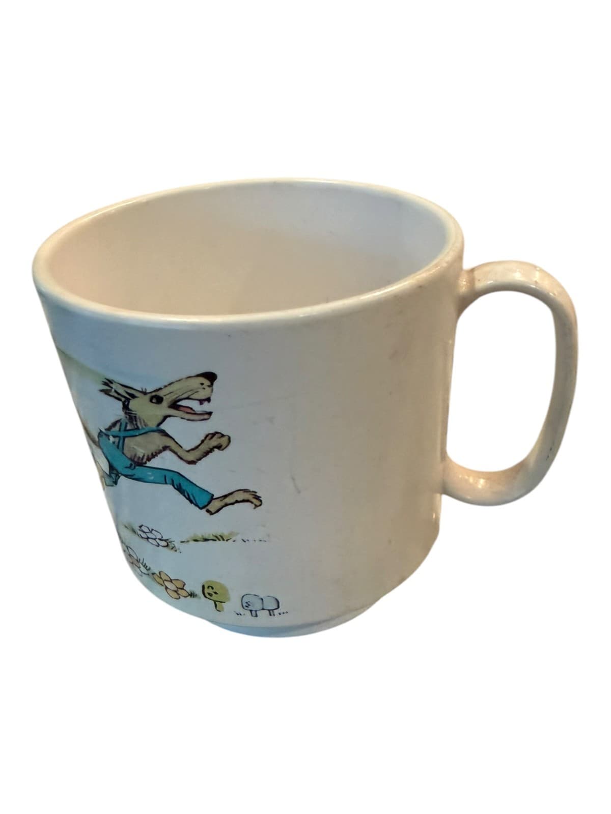 Vintage Three Little Pigs Childrens Cup Mug Plastic White - Thumbnail 3