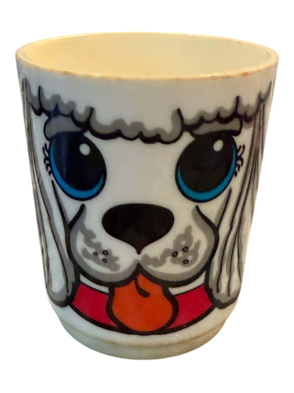 Vintage DEKA Elizabeth Melamine Plastic Children's Blue-eyed Puppy Yip Yip Mug - Image 1
