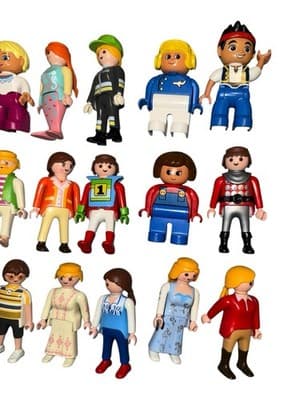 22 Vintage Playmobil Figures Lot + 4 Hats - Pirates, Firefighter, Pilot, Police - Thumbnail 3