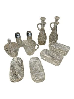 Vintage Star of David Cut Crystal Set 10pc - Thumbnail 5