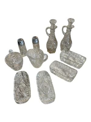 Vintage Star of David Cut Crystal Set 10pc - Thumbnail 4