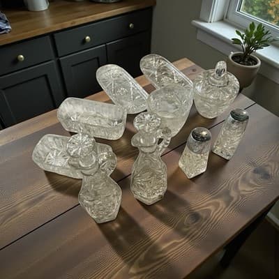 Vintage Star of David Cut Crystal Set 10pc - Thumbnail 3