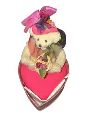 Vintage Summer Autumn Teddy Bear Plush Set Heart Hexagon Scenic Tins - Thumbnail 7