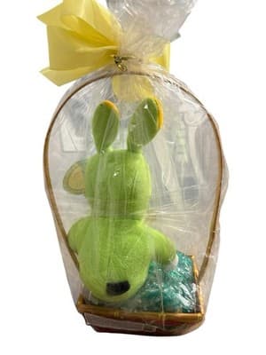 Vintage Whitman’s Peanuts Snoopy Green Bunny Easter Plush Sealed Wicker Basket - Thumbnail 3