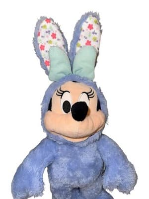 Disney Minnie Mouse Blue Bunny Easter Plush Floral Ears 14” Stuffed - Thumbnail 2