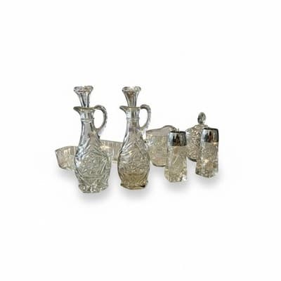 Vintage Star of David Cut Crystal Set 10pc - Thumbnail 2