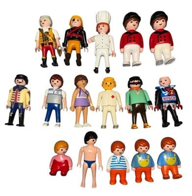16 Vintage Playmobil Figures Lot - Pirates Chef Royal Guards KTM Bosch Racer - Image 1