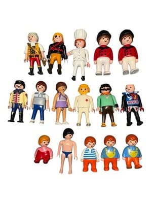 16 Vintage Playmobil Figures Lot - Pirates Chef Royal Guards KTM Bosch Racer - Thumbnail 2