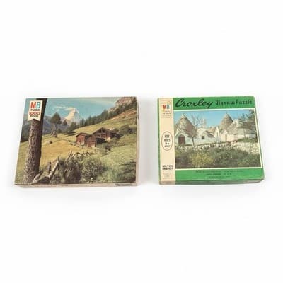 Vintage Milton Bradley Puzzle Lot Croxley 500pc & Europa Matterhorn 1000pc - Image 1