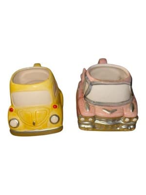 Vintage Mid-Century Car Mug Set – Yellow & Pink Novelty Automobile Cups - Thumbnail 3