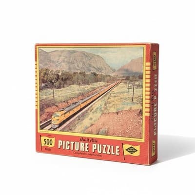 Vintage Built-Rite 500 Pc Picture Puzzle Union Pacific Train Weber Canyon - Image 1