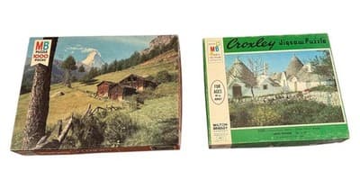 Vintage Milton Bradley Puzzle Lot Croxley 500pc & Europa Matterhorn 1000pc - Thumbnail 2