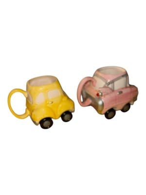 Vintage Mid-Century Car Mug Set – Yellow & Pink Novelty Automobile Cups - Thumbnail 5