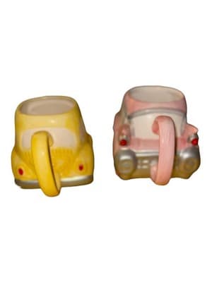 Vintage Mid-Century Car Mug Set – Yellow & Pink Novelty Automobile Cups - Thumbnail 6