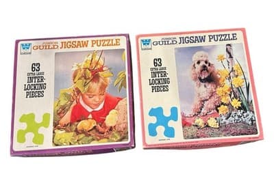 Vintage Junior Guild Jigsaw Puzzle Lot 2 Whitman 63 Extra Large Pieces - Thumbnail 2