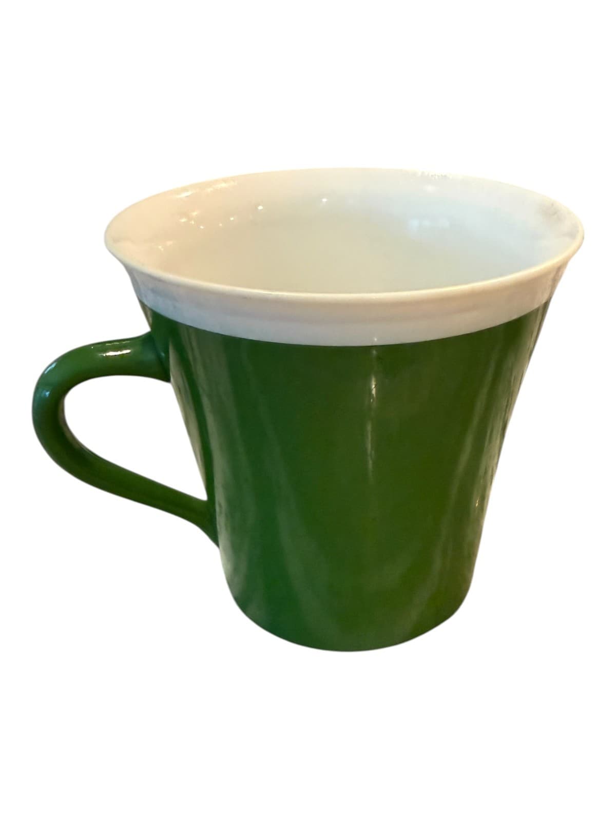Vintage Green & White Ceramic Tea Coffee Cup - Image 1