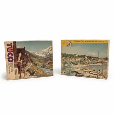 Vintage Puzzle Lot Built-Rite & TUCO Interlocking Puzzles w/ Boxes 1 Incomplete - Image 1
