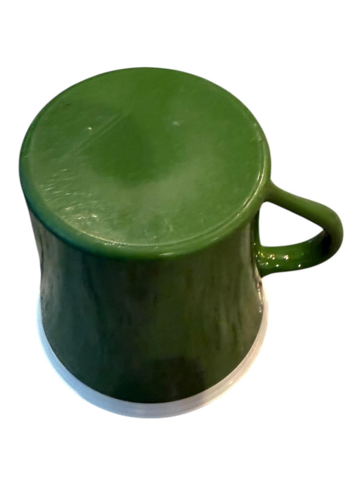 Vintage Green & White Ceramic Tea Coffee Cup - Thumbnail 3