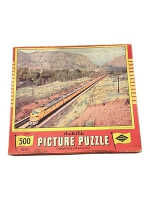 Vintage Built-Rite 500 Pc Picture Puzzle Union Pacific Train Weber Canyon - Thumbnail 2