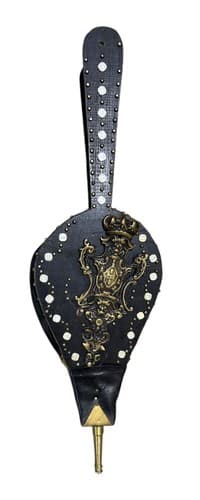 Decorative Fireplace Bellows with Ornate Brass Crest & Mother of Pearl Inlays - Image 1