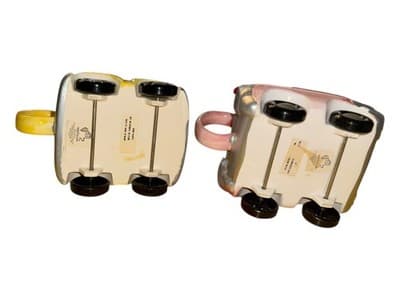 Vintage Mid-Century Car Mug Set – Yellow & Pink Novelty Automobile Cups - Thumbnail 7