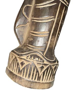 Vintage 18-Inch Thai Buddha Statue Hand-Carved Wood Anjali Mudra Mid Century - Thumbnail 7
