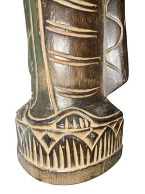 Vintage 18-Inch Thai Buddha Statue Hand-Carved Wood Anjali Mudra Mid Century - Thumbnail 6