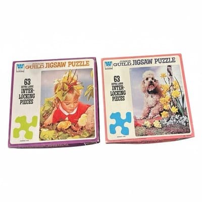 Vintage Junior Guild Jigsaw Puzzle Lot 2 Whitman 63 Extra Large Pieces - Image 1