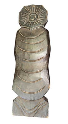 Vintage 18-Inch Thai Buddha Statue Hand-Carved Wood Anjali Mudra Mid Century - Thumbnail 8