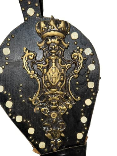 Decorative Fireplace Bellows with Ornate Brass Crest & Mother of Pearl Inlays - Thumbnail 4