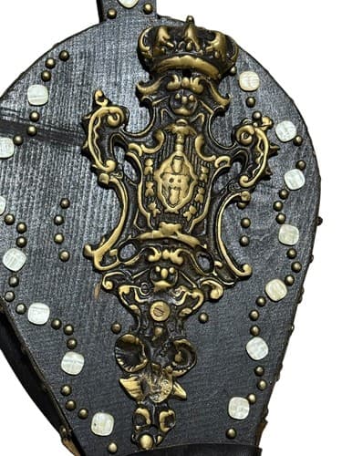 Decorative Fireplace Bellows with Ornate Brass Crest & Mother of Pearl Inlays - Thumbnail 3