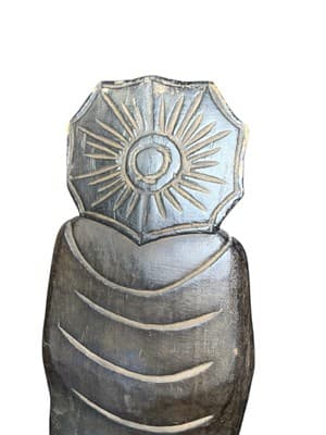Vintage 18-Inch Thai Buddha Statue Hand-Carved Wood Anjali Mudra Mid Century - Thumbnail 9