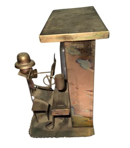 Antique Oxidized Copper Mechanical Music Box with Figure - Thumbnail 4