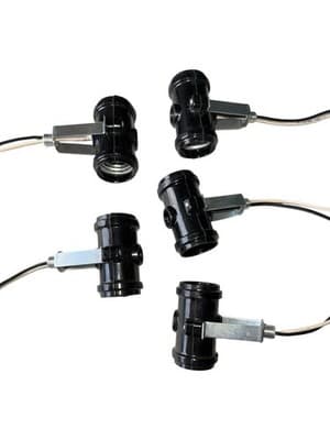 5 Vintage Leviton Bakelite Twin Light Sockets With Lead Wires - Thumbnail 3