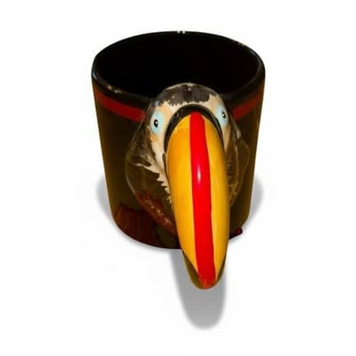 1986 Bergschrund Seattle 12oz Black Coffee Mug 3D Toucan Exotic Bird Handle - Thumbnail 3