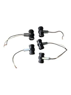 5 Vintage Leviton Bakelite Twin Light Sockets With Lead Wires - Thumbnail 2