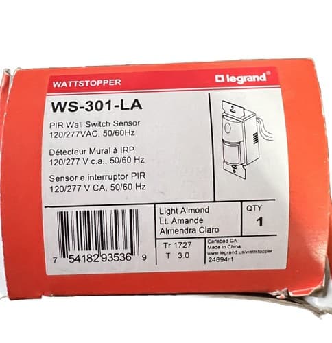 PIR Wall Switch Occupancy Sensor, 120/277V, Lt. Almond WS-301-LA - Thumbnail 3