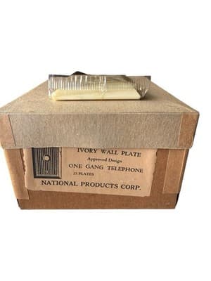 Vintage National Meritline 92181 Ivory 1-Gang Telephone Wall Plate NOS Box 25 - Thumbnail 4